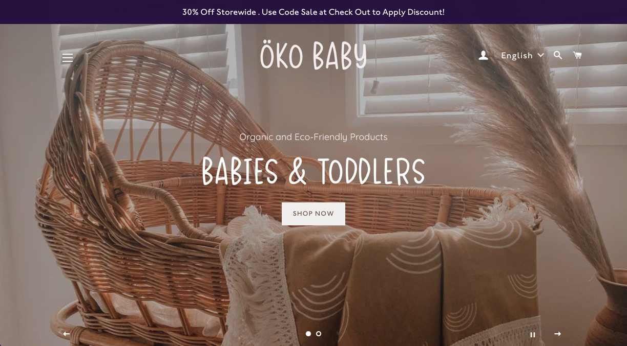 OKO BABY Webpage image